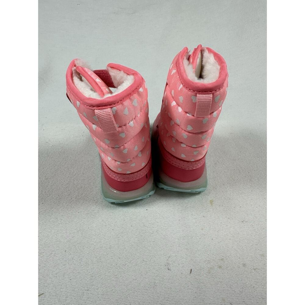 Carter's Girls Pink Heart Snow Boots fur Lined light up toddler size 4 - Picture 2 of 5